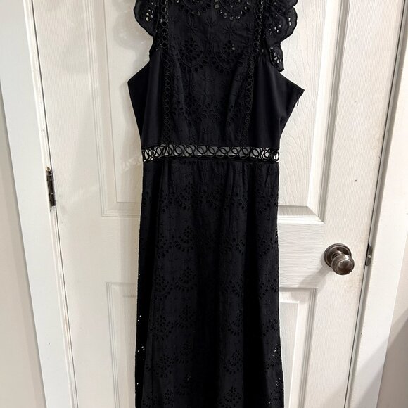 Sam Edelman Eyelet Midi Dress size 4 in black - Picture 4 of 5